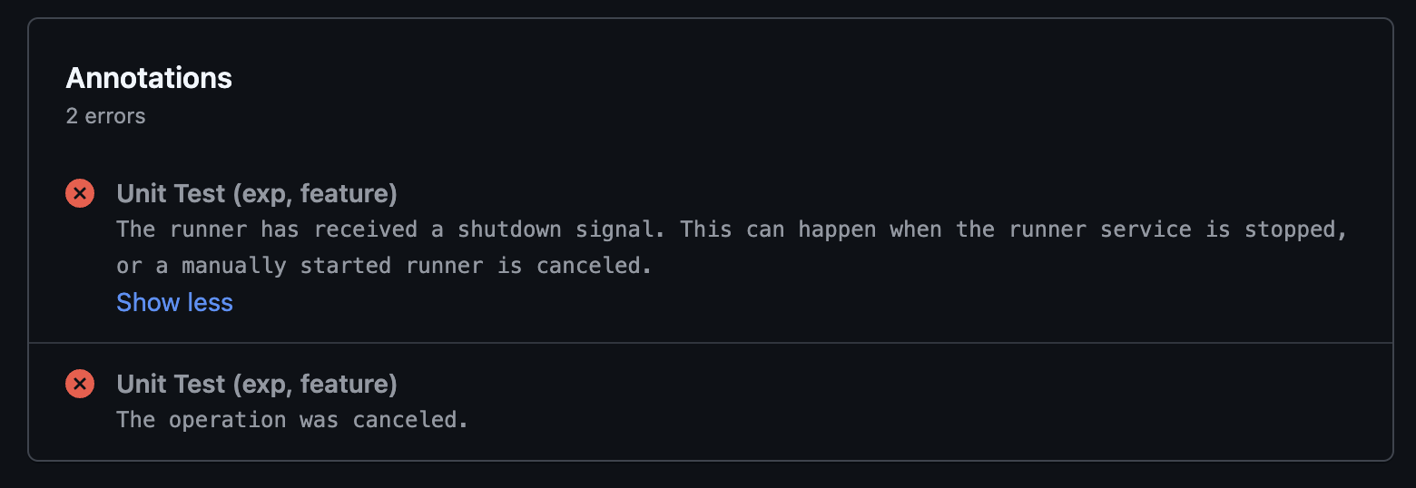 GitHub Actions Runner 종료 에러 로그